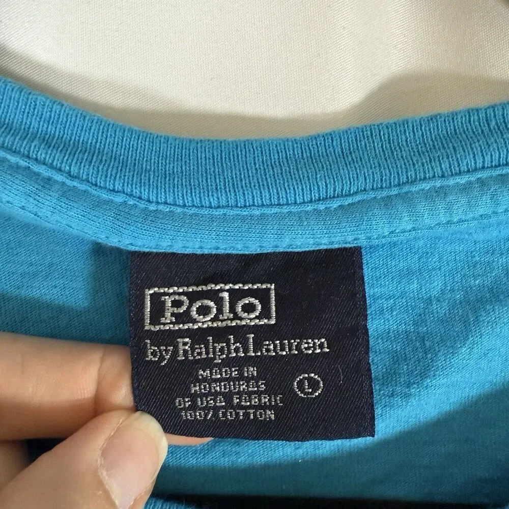 Polo Ralph Lauren Shirt Women's Large Blue Short Sleeve Crew Neck 100% Cotton - Picture 5 of 10